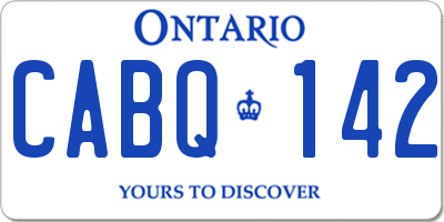 ON license plate CABQ142