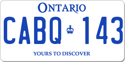 ON license plate CABQ143