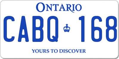 ON license plate CABQ168