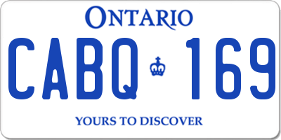 ON license plate CABQ169