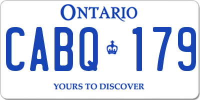 ON license plate CABQ179