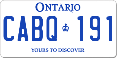 ON license plate CABQ191