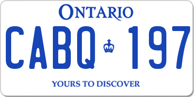 ON license plate CABQ197