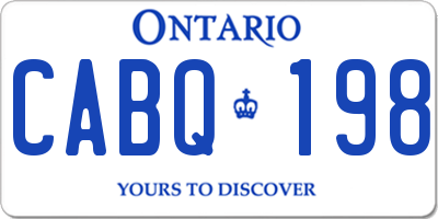 ON license plate CABQ198