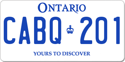 ON license plate CABQ201