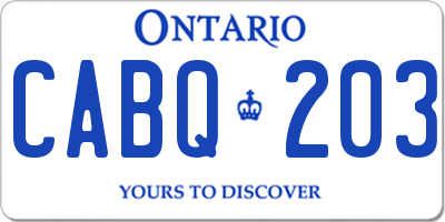 ON license plate CABQ203