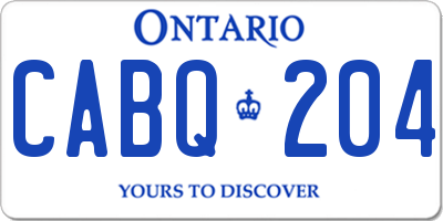 ON license plate CABQ204