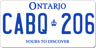 ON license plate CABQ206