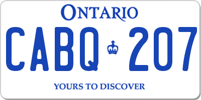 ON license plate CABQ207