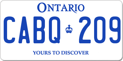 ON license plate CABQ209