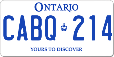 ON license plate CABQ214