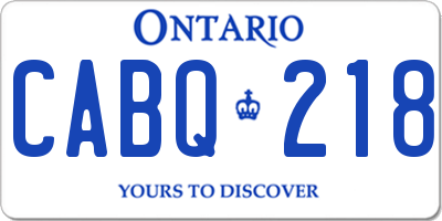 ON license plate CABQ218