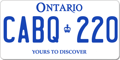 ON license plate CABQ220