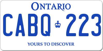 ON license plate CABQ223