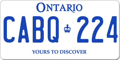 ON license plate CABQ224