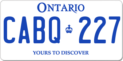 ON license plate CABQ227