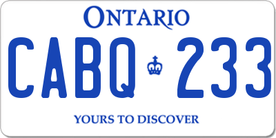 ON license plate CABQ233