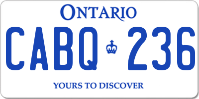 ON license plate CABQ236