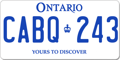 ON license plate CABQ243