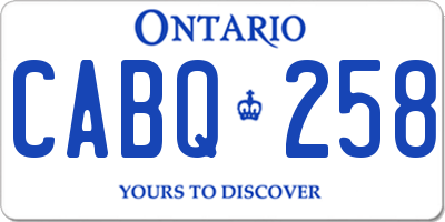 ON license plate CABQ258