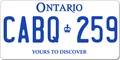 ON license plate CABQ259