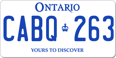 ON license plate CABQ263