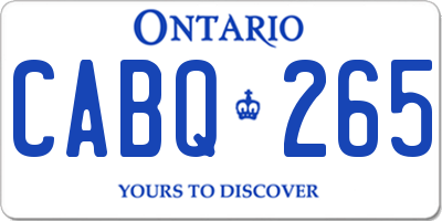 ON license plate CABQ265