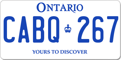 ON license plate CABQ267