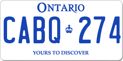 ON license plate CABQ274