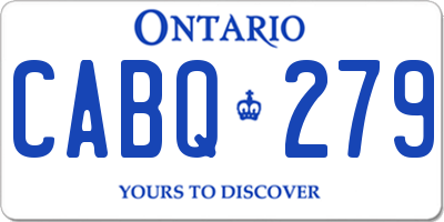 ON license plate CABQ279