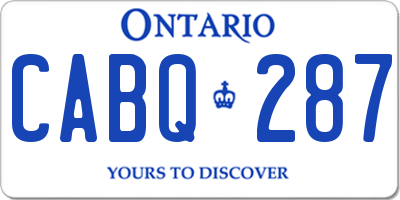 ON license plate CABQ287