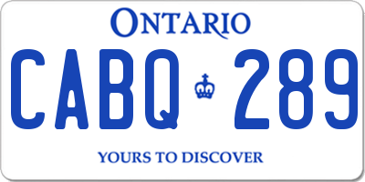 ON license plate CABQ289