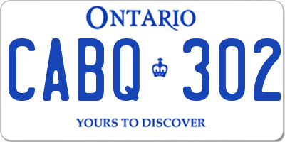 ON license plate CABQ302