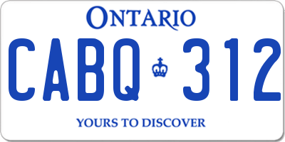 ON license plate CABQ312