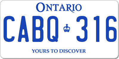 ON license plate CABQ316