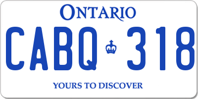 ON license plate CABQ318