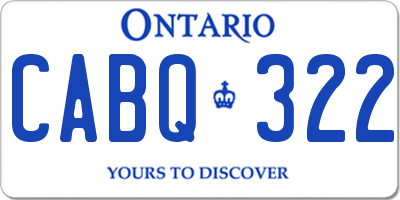 ON license plate CABQ322