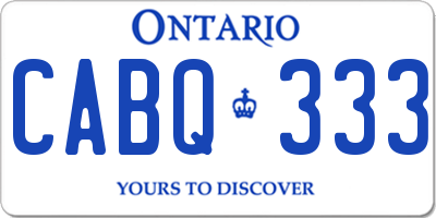 ON license plate CABQ333