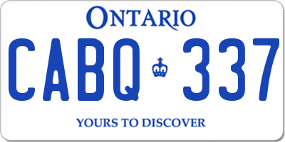 ON license plate CABQ337