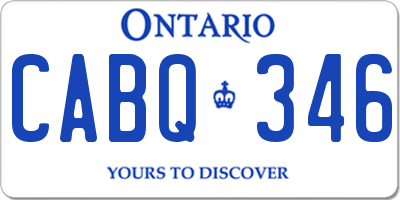 ON license plate CABQ346