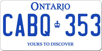 ON license plate CABQ353