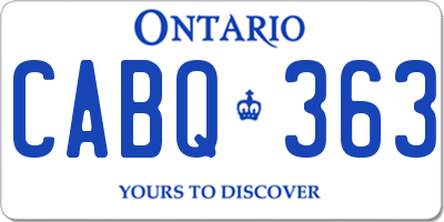 ON license plate CABQ363