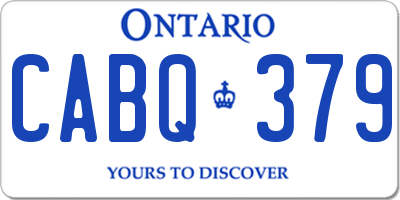 ON license plate CABQ379