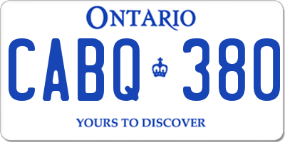 ON license plate CABQ380