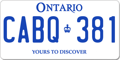 ON license plate CABQ381