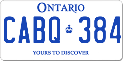 ON license plate CABQ384