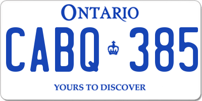 ON license plate CABQ385