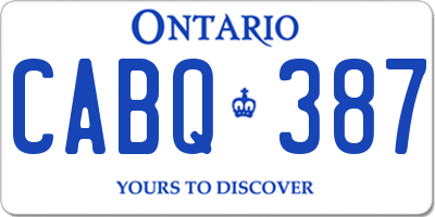 ON license plate CABQ387