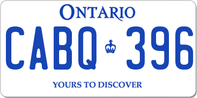 ON license plate CABQ396