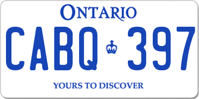 ON license plate CABQ397